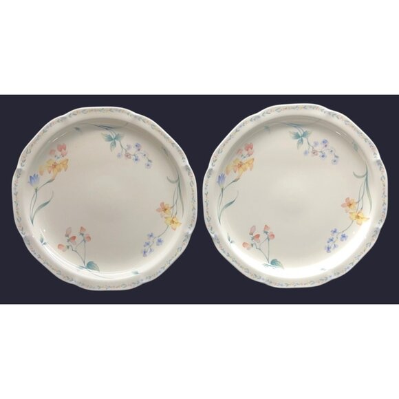 2 Noritake Dining Kitchen Gala Cuisine American Flowers Dinner Plates 7912 Japan - Picture 1 of 5